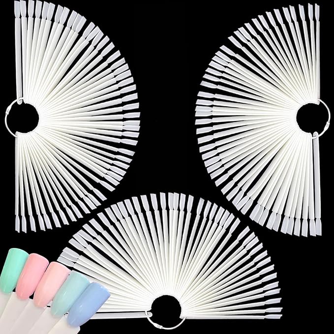 150 Tips Natural Nail Swatches Sticks Nail Art Supplies for Nail Art Polish Display and Home DIY, Nail Sample Practice Tips Color Board Art Accessories with Ring