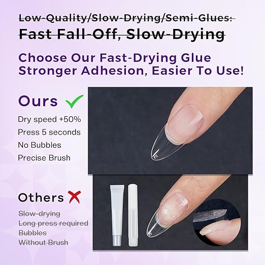 Super Strong Nail Glue: 10ml - Professional Adhesive for Press Ons & Acrylic Nails & Fake Nail Tips Long-Lasting Mess-Free Quick-Dry for DIY Manicure