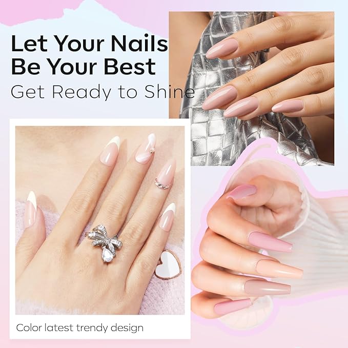 modelones Nude Nail Polish Set, Valentines 6 Colors Bubble Bath Quick Dry Skin Tone Glitter Summer Nail Polish Kit Fingernail Polish Nail Art Salon Home Gifts For Women Girl