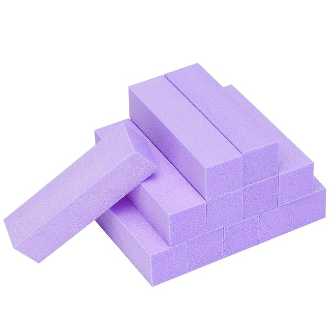 12 Pack Nail Buffer Block 4 Sided Professional Nail File Sanding Block Buffing Blocks for Natural and Acrylic Nails (Purple)