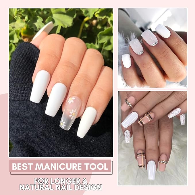 Makartt Poly Nail Gel 50ML White with Gel Top Coat Kit Bundle, Gel Builder for Nails Spring Summer Nail Extension Gel, Soak off UV LED Gel Nail Polish Top Coat