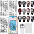 PH PandaHall 3pcs Gothic Skull Nail Stamping Plate Skeleton Picture Frame Nail Art Templates Candles Cobwebs Nails Stamper Kit Horror Butterfly Nails Art Stencils for Women Print Manicures Salon