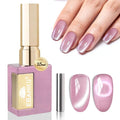 EBANKU Cat Eye Gel Nail Polish, 15ml Glitter Holographic Nail Polish with Magnet, Reflective Translucent UV Gel Polish Valentines Salon DIY at Home(Pink)
