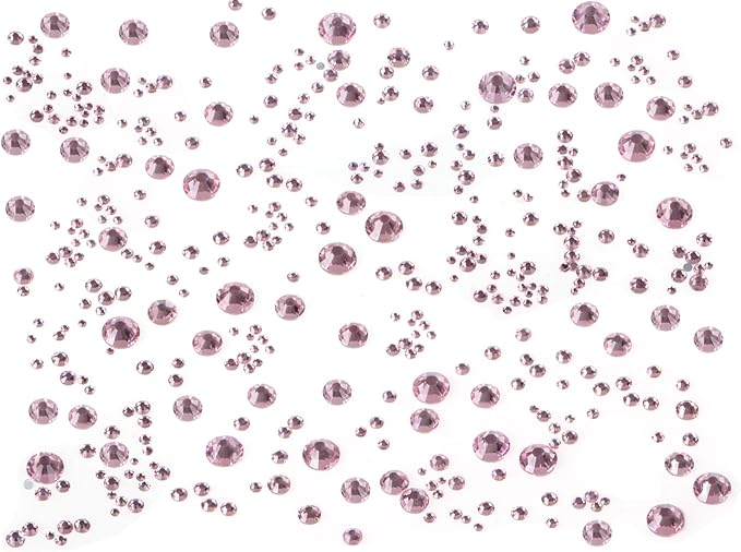 Bymitel 5000 Pieces 6 Mixed Sizes Glue Fix on Glass Rhinestones Round Crystal Gems Flatback for DIY Jewelry Making with one Picking Pen(6-Sizes 5000PCS, Lt. Rose)