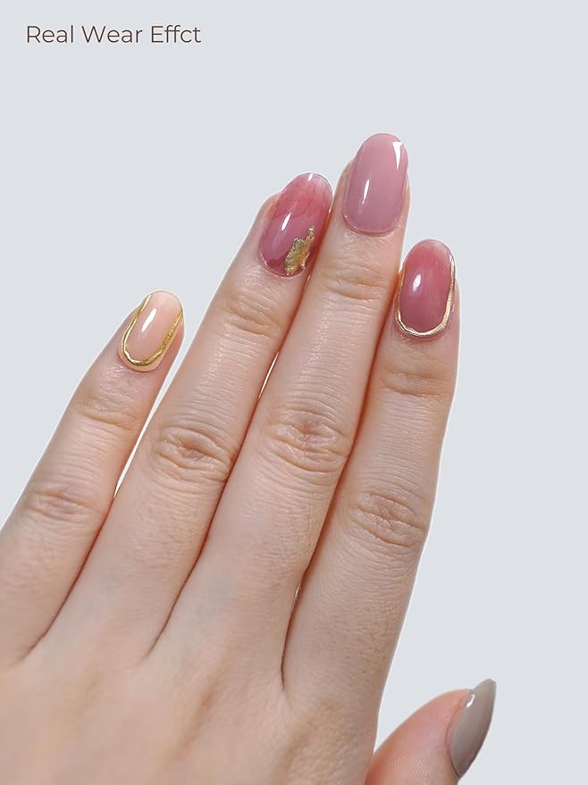 Semi Cured Gel Nail Strips - UV Light Gel Nail Stickers - 20 Long Lasting Salon Quality Wraps (Spring Dream Pink)