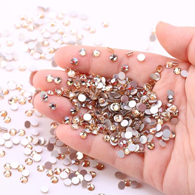 Novani Crystal Rhinestones, Flatback Loose Gemstones 1440pcs Glass Rhinestones for Clothes Shoes Crafts Makeup Nail Art and DIY Decorations(SS16, Golden Shadow)