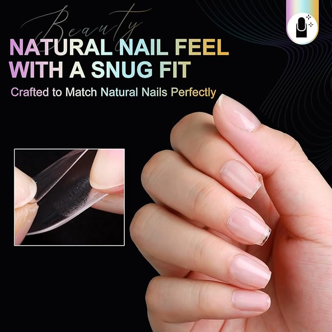 Extra Short Coffin Nail Tips - 12 Sizes 240Pcs Soft Gel Pre-Shaped Nails, Half Matte Full Cover False Nail Tips for Nail Extension, Manicure, Home DIY, Salon, Acrylic Gelly Nails