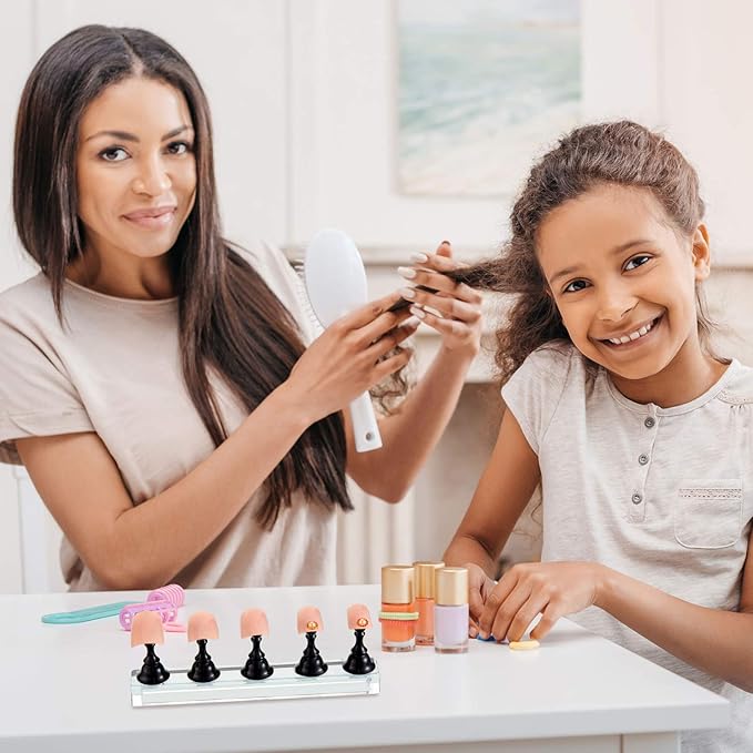 Blulu 2 Sets Nail Stand for Press on Acrylic Nails Display Practice Magnetic Fake Nail Holder for Painting Nails for False Fingernail Manicure Tool Home DIY Salon Supplies(Black)