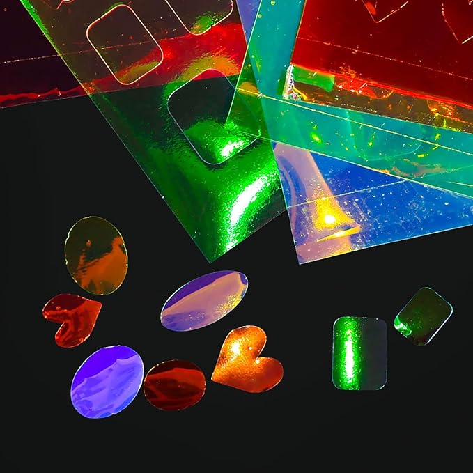 SILPECWEE 11 Sheets Aurora Nail Foil Laser Nail Stickers Glass Paper Nail Art Stickers Iridescent Cellophane Nails Designs Sticker Holographic Film 3D Nails Decoration for Women Kids