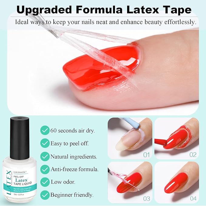 Gel Nail Polish Remover - Gel Polish Remover Kit with Cuticle Oil & Latex Tape & Colored Peel Off Manicure Tools, Gel Remover for Nails 2-5 Minutes, No Soaking,Wrapping