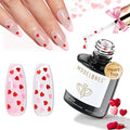modelones Heart Glitter Gel Top Coat, Valentine's Day 15 ML No Wipe Clear Gel Nail Polish 2 in One Red Pink Color Reflective Hearts Sequins Glossy Shine Long Lasting Soak Off Manicure Gift for Women