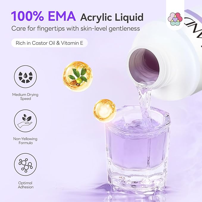 SAVILAND Acrylic Nail Kit for Beginners: 30g Clear Acrylic Powder and Liquid Set with Brush Forms Manicure Tools Extension Nails Kit Beginner with Everything for Home DIY Nail Art Salon