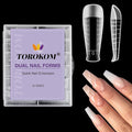TOROKOM 120Pcs Poly Extension Gel Dual Nail Forms T-Shapes Clear Nail Forms Full Cover Coffin Nail Molds 12 Sizes for Gel Manicure Nail Art Design Salon&DIY