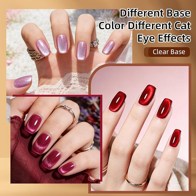 JODSONE 23 PCS Cat Eye Gel Nail Polish Set with Base Coat and Top Coat 3-IN-1 magnetic Design DIY at Home for Women Nail Art all Seasons
