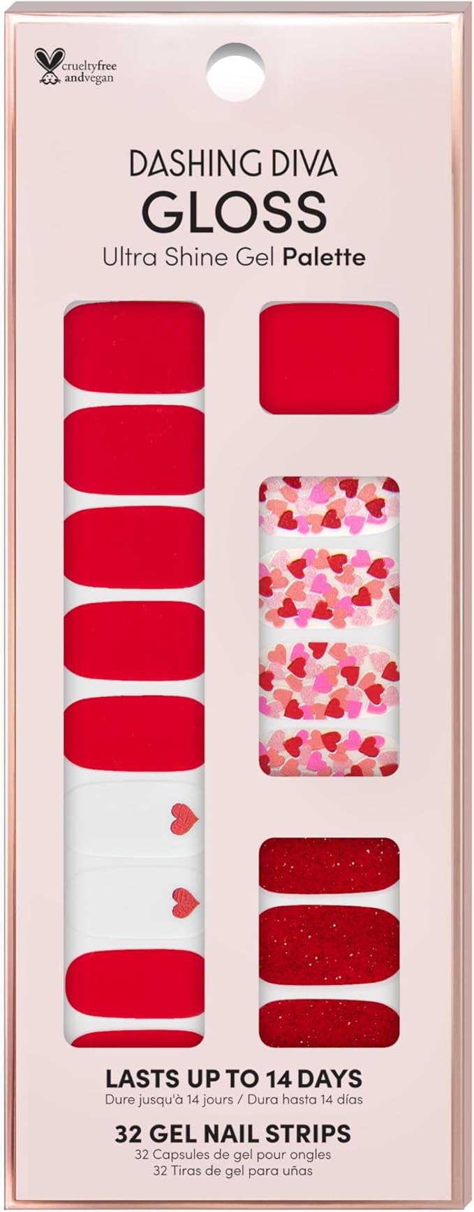 Dashing Diva Gloss Gel Strips - Girl Crush | UV Free, Chip Resistant, Long Lasting | 32 Wraps, 1 Prep Pad, 1 Nail File