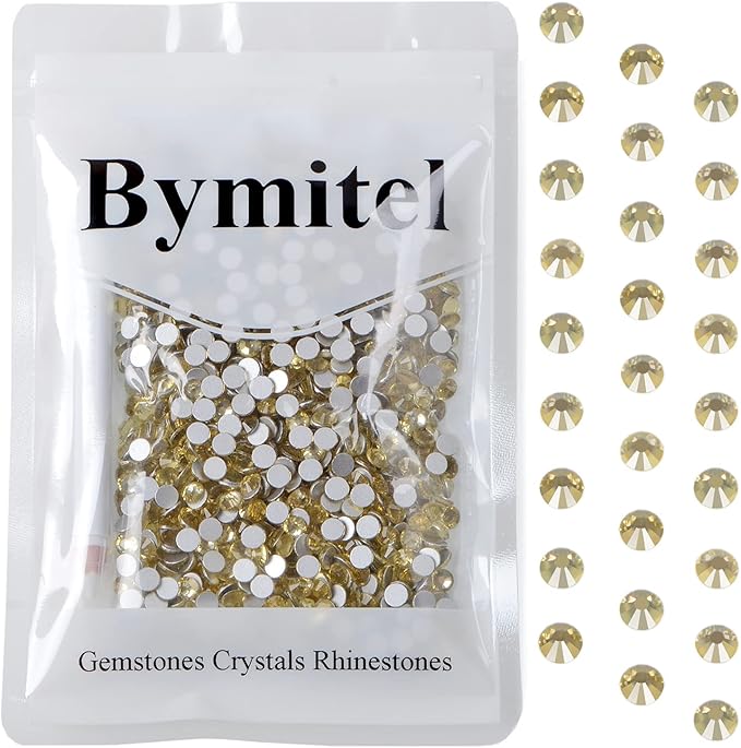 1440PCS Art Nail Rhinestones Non Hotfix Glue Fix Round Crystals Glass Flatback for DIY Jewelry Making with one Picking Pen (ss20 1440pcs, Jonquil)