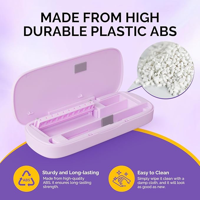 MelodySusie Acrylic Nail Tool Storage Box, Portable Dustproof Stand Displayer Holder Organizer Container Manicure Efile Accessories Nail Drill Kit Case, Travel Salon Home, Purple(Only Box)
