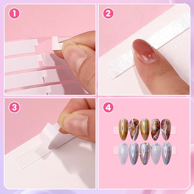 BQAN 12 Sheets Double Sided Nail Tape for Press On Nails, Clear Adhesive Mounting Tapes for Fake Nail Storage/Nails Design Display/Manicure Packaging Organize（Upgraded）