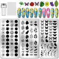 PH PandaHall 3pcs Insects Plants Nail Stamping Plates Flower Leaves Nail Art Templates Bees Nails Art Stencils Dragonfly Nails Stamper for Women Manicures Salon