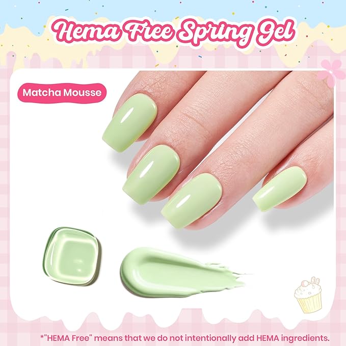 Beetles Mint Green Gel Nail Polish - Taste of Spring Matcha Mousse Pastel Green Gel Polish, Same Color Bottle, Soak Off UV LED Pastel Nails Art, Manicure Salon DIY Spring Nails for St Patricks Day