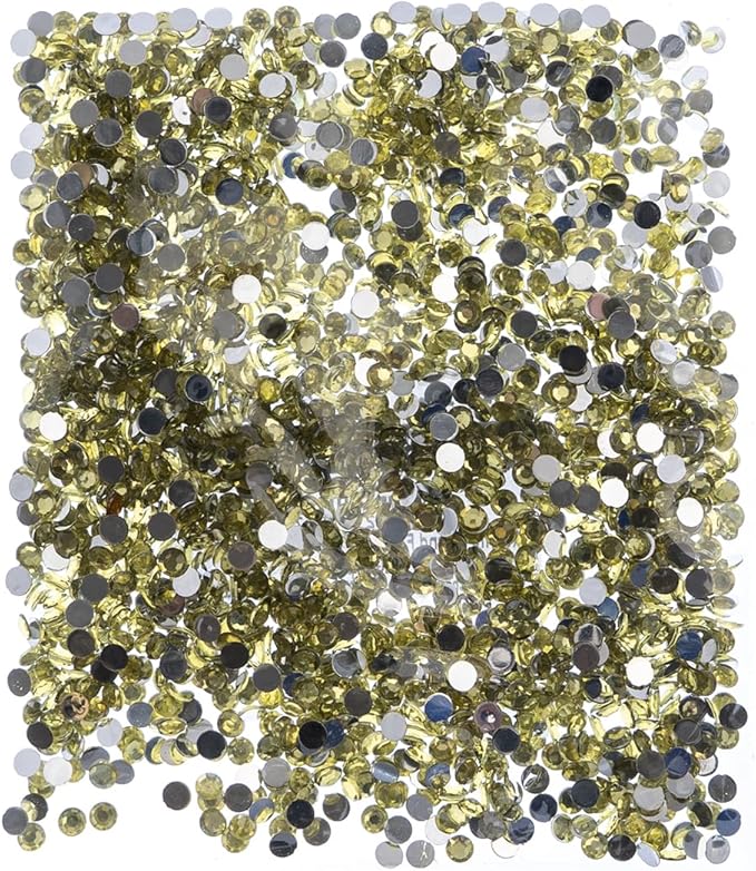 John Bead 2000 Pieces 4mm (SS16), Yellow, Acrylic Round Flat Back Rhinestones for Jewelry Making, DIY Crafts, Nail Art, Face Makeup, Clothes