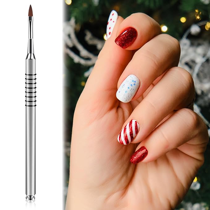 Acrylic Nail Brush 3D Nail Art Brush for Acrylic Powder Stainless Steel Nails Brushes for Nails Art Pens with Non-Slip Handle for UV Gel-Nail Home Salon, Size # 2