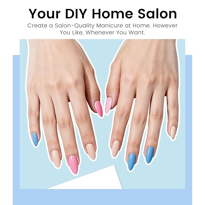 Phoenixy 71 Pcs Gel Nail Polish Kit with U V Light, 55 Colors Gel Nail Kit 5pcs Base Top Coat Pink Blue Glitter Burgundy DIY Manicure Starter Set for Beginners Gift for Women