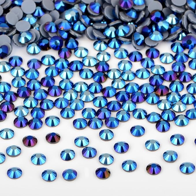 Bymitel Hotfix Crystal Rhinestones Round Gems Iron on DIY Jewelry Making Flat Back for Crafts,Black AB, 3mm(SS12/2880pcs)