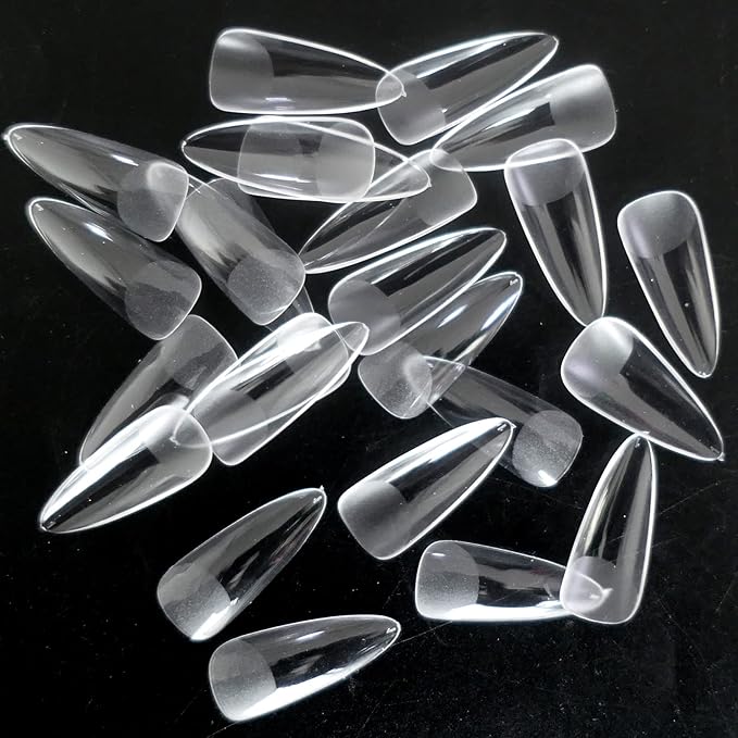 LoveOurHome 600pc Medium Stiletto Nail Tips Fake Nails, Clear Press on Nails Medium Gel Nail Tips Stiletto Acrylic Nails Pointy False Nails Clear Artificial Fingernail for Gel Nail Extension