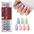 Beetles X Press Cat Eye Nails - Bubble Aurora | 7 Colors Medium Almond Press On Nails | 16 Sizes 224 Pcs Natural Salon Quality Soft Nail Gel Art DIY For Women