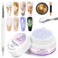 MIZHSE Cream 3D Nail Gel with Chrome Nail Powder Sculpting Gel for Nails Art No Wipe Clear Painting Gels Polish Nails for Painting Rhinestone Decoration Sculpture U V LED Curing Requires