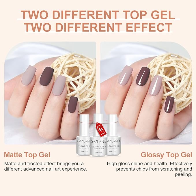 SAVILAND 33PCS Gel Nail Polish Set Classic Glitter White Soak-off U V Nail Polish with Base & Glossy Matte Top Gel French Manicure Nail Art Starter Set for Salon Home & Gifts