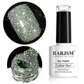 RARJSM Glitter Gel Nail Polish Light Green Flash Gelpolish Sparkle Shiny Gel Nail Art Varnish Manicure Refletive Diamond Nailgel For Salon Home DIY U V L E D Curing Required 7.5ml