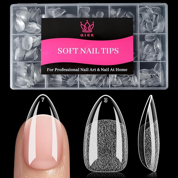 Short Water-drop Fake Nail Tips, 15 Sizes 240 PCS Clear Half Matte Press On False Nail Tips Soft Full Cover Gel Nail Tips Extensions Strong Thick Long Lasting for DIY Beginners & Salon Manicure