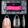 Short Water-drop Fake Nail Tips, 15 Sizes 240 PCS Clear Half Matte Press On False Nail Tips Soft Full Cover Gel Nail Tips Extensions Strong Thick Long Lasting for DIY Beginners & Salon Manicure