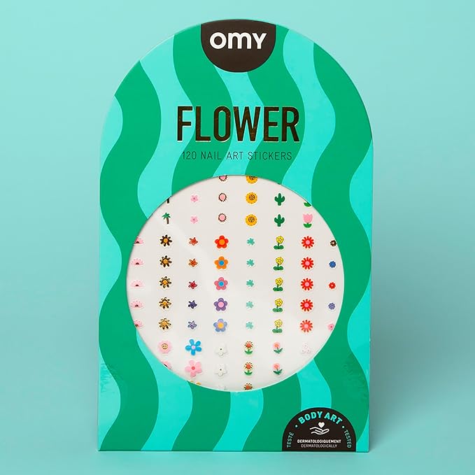 Omy Flowers Art Stickers - 120 Stickers, Waterproof, Durable, Fun, Creative Designs | Strong Enough to Last Through Hand Washing - Easy to Apply, Safe, Non-Toxic | Age 6 and Up