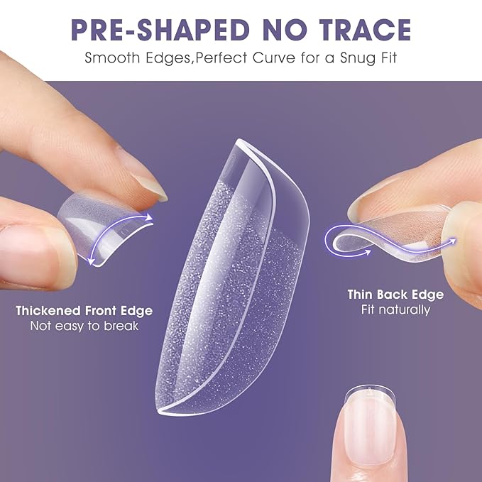 Extra Short Square Nail Tips:240PCS Soft False Nail Gel Tips Full Cover Acrylic Clear Fake Press On Nails for Extensions Women Manicure DIY 12 Sizes