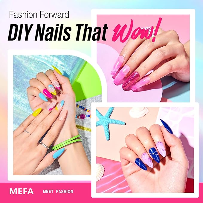 MEFA 35 Pcs Neon Gel Nail Polish Set, 32 Colors Summer Bright Gel Polish Set with Matte/Glossy Base Top Coat Pink Collection Nail Art Manicure DIY Salon Home Decoration Beginners Gifts for Women