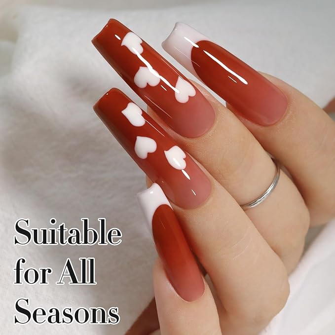 Double Rhythm Gel Polish 15ML Jelly Sheer Pastel Light Milky Color Pearl White Bottle 1 PC 0.5 OZ Full Size Nail Art Salon at Home (Brick Red-D1488)