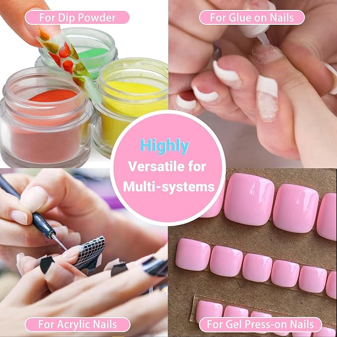 300Pcs Square Toe Nail Tips with Glue,SINOKAME 15 Sizes Wider Long Fake Toenails Matte No File Needed,Clear Press on Toenails Full Cover,Paintable Toe Extension Tips Soak off Home DIY
