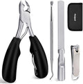 Nail Clippers Set,Toe Nail Clippers for Ingrown & Thick Toenails,Toe Nail Clippers for Thick Nails for Seniors Men Women,Professional Heavy Duty Toenail Clippers with Stainless Steel 4Pcs (Black)