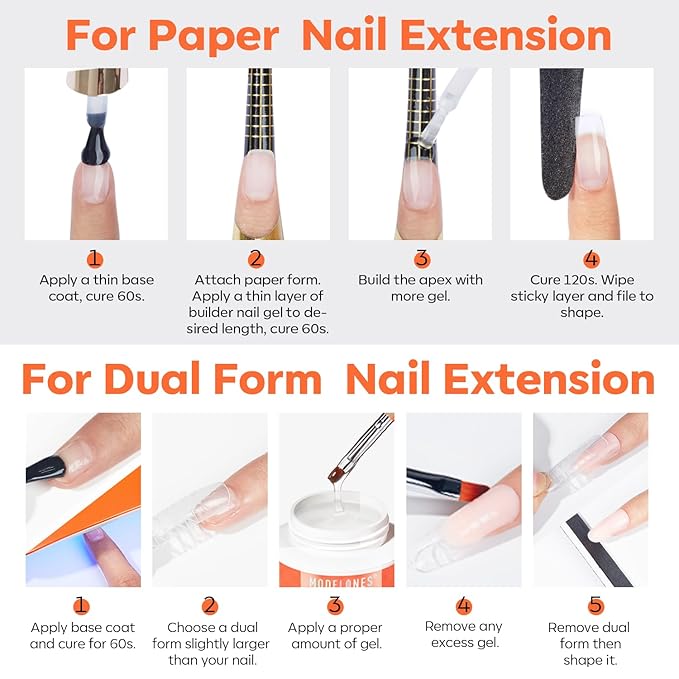 modelones Builder Nail Gel, 10-in-One Builder Clear Hard Gel 2oz, High Thickness for Extension Apex Building Sculpting Overlays Home Salon LED Cured
