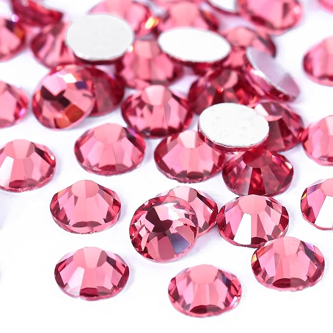 SS6 Non Hotfix Flatback Rhinestones - 1440pcs Glass Nail Gems Crystals for Makeup Bags, Shoes & DIY Decoration (Rose)