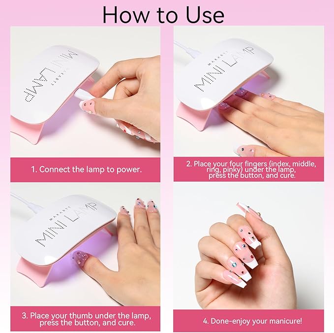 Makartt UV LED Nail Lamp: UV Light for Gel Nails, 6W Mini USB Portable Lamp Fast Drying Gel Polish Curing Light 60S Timer Dryer Manicure Salon Home DIY