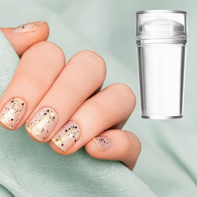 French Tip Nail Stamp Clear Silicone French Tip Tool French Tip Stamp French Manicure Kit French Nail Art Stamper Kit with Scrapers and Nail Art Brushes for French Manicure Home DIY Salon 5 Pcs