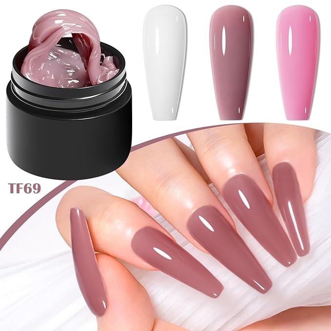 MEET ACROSS Solid Builder Nail Gel Solid Builder Gel for Nails White Pink Dirty Pink Non-Stick Hand Sculpture Hard Art Gift 7Pcs