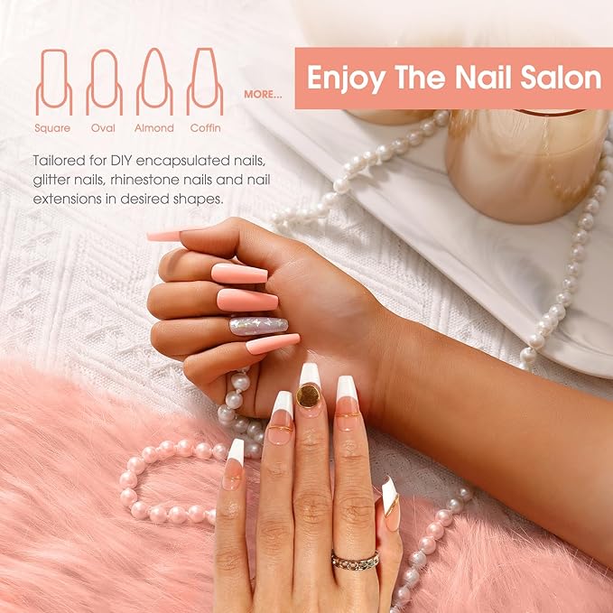 Nude Poly Extension Gel, ROSALIND 2.7 oz Peach Nude Poly Nail Gel Builder for Nail Art Decoration, Nail Thickening Extension Easy to DIY Use at Home Need UV Lamp