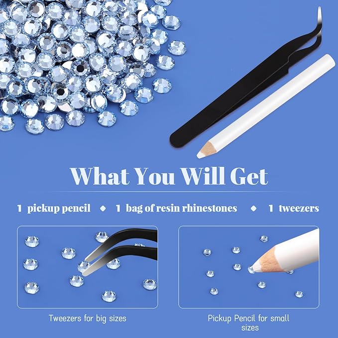 1500PCS 6mm Resin Rhinestones in Bulk (Light Blue), Bedazzling Flatback Crystals Rhinestones for Crafting DIY Nail Decoration, Gems Diomand Charms for Tumbler Shoes Clothing Fabric