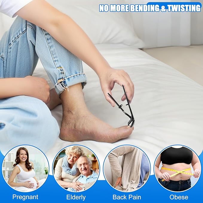 2026 Toenail Clippers for Thick Toenails for Seniors, Angled Large Nail Clippers Set for Men, Heavy Duty Ingrown Toe Nail Clippers with Wide Opening, Long Handle, Ergonomic Head, Gifts for Men & Women