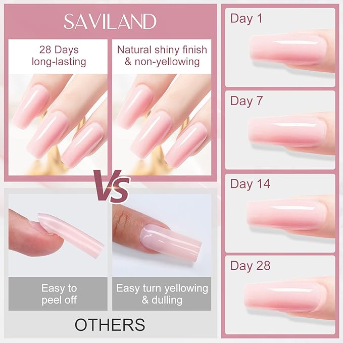 SAVILAND 100 G Builder Gel for Nails - 3.5 oz Light Pink Nail Builder Gel for Nail Extension Nail Art Manicure Starter for Professional Nails Salon Home DIY